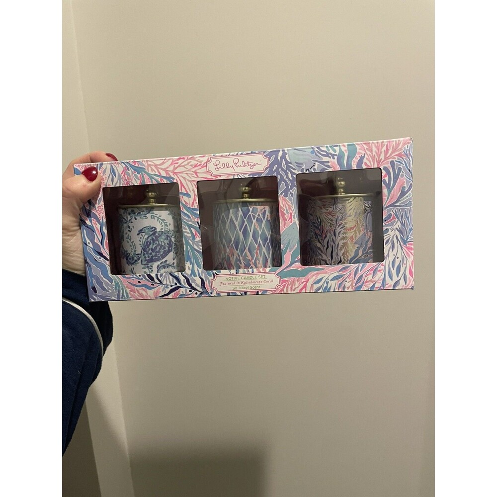 Lilly Pulitzer 3 Candle Votive Set - New in Box